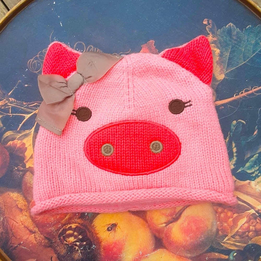 Adorable piglet baby girl’s beanie